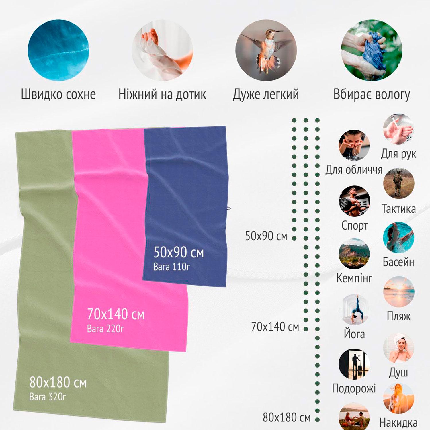 Рушник з мікрофібри спортивний з чохлом Love You 80х180 см Зелений (60149) - фото 6 Рушник з мікрофібри спортивний з чохлом Love You 80х180 см Зелений (60149) - фото 6