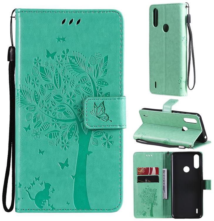 Чехол для Motorola E7i Power (чехол кот и дерево) Turquoise (23766-32)