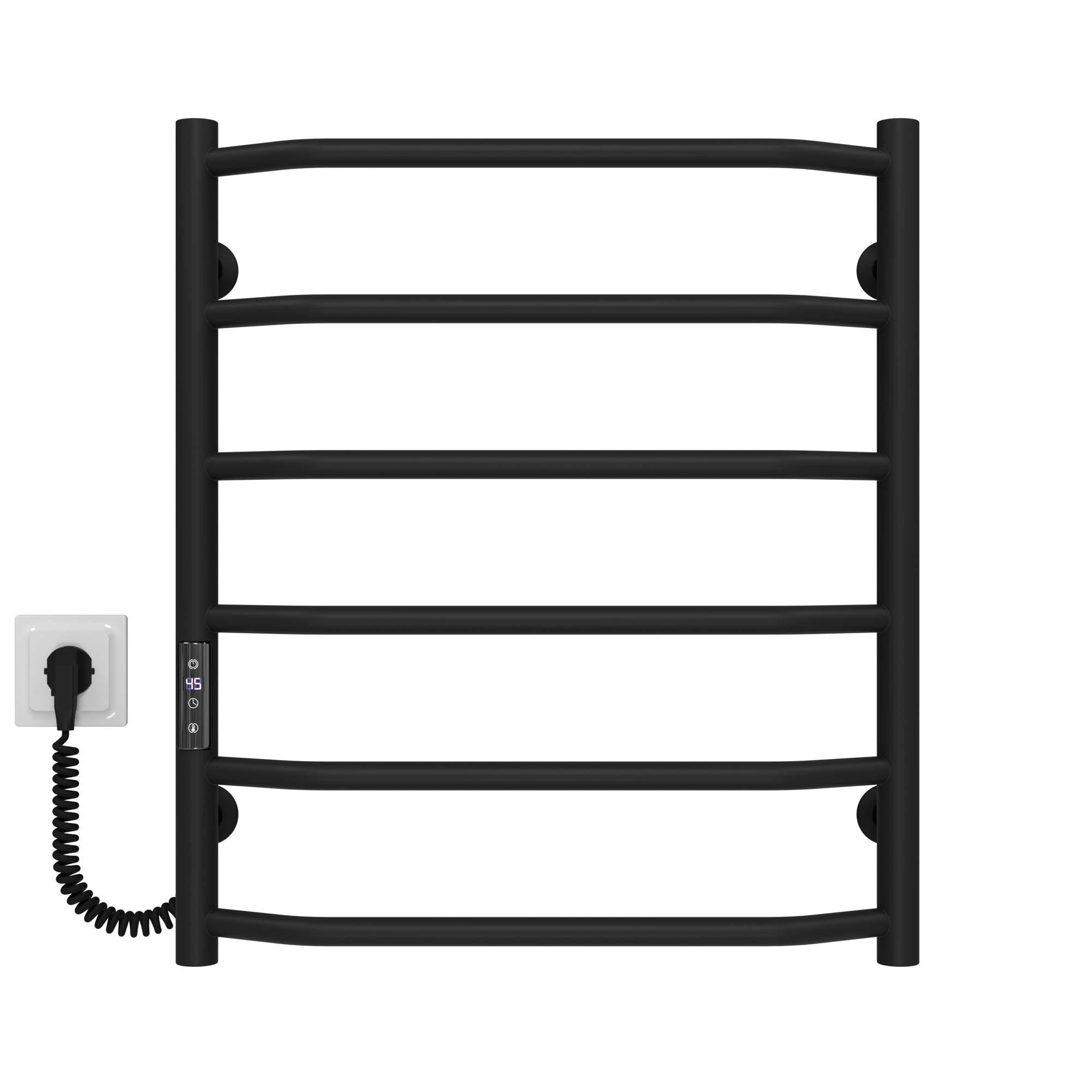 Полотенцесушитель электрический Deffi Трапеция П6 JD03 левое подключение нержавеющая сталь 500x600 мм Черный (C.TR.60.50.6.EBL1)