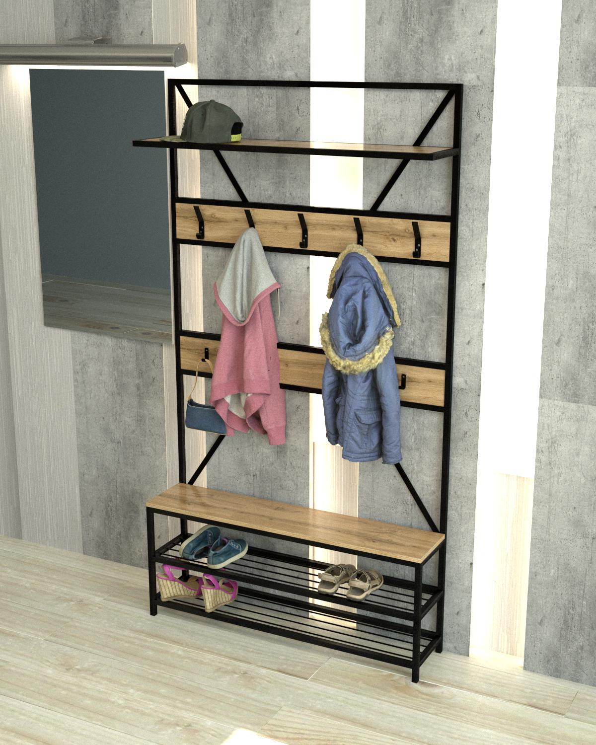 Вешалка для одежды EcoLoft Аурелия DSP-1353-1 в стиле лофт Дуб Аппалачи (31727784) Вешалка для одежды EcoLoft Аурелия DSP-1353-1 в стиле лофт Дуб Аппалачи (31727784)