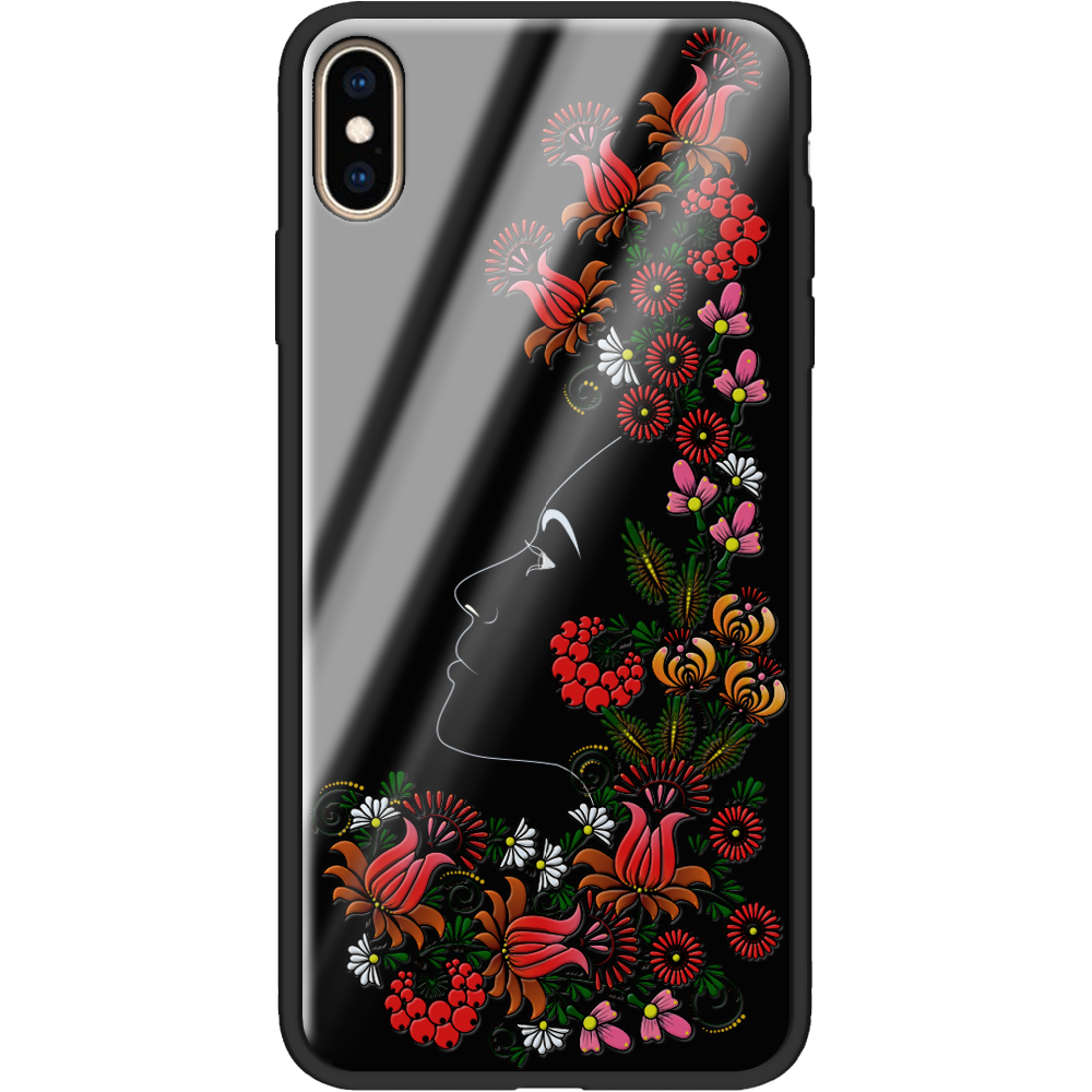 Чехол Boxface iPhone XS Max 3D Ukrainian Muse Черный силикон со стеклом (35321-bk64-37735)