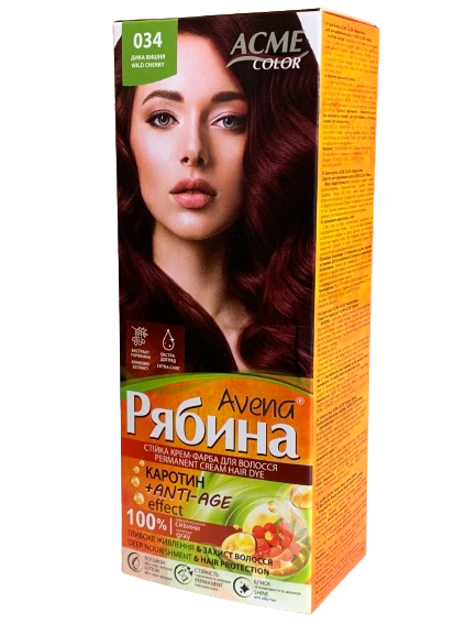 Краска для волос Рябина Avena 034 Дикая вишня (93438) - фото 1