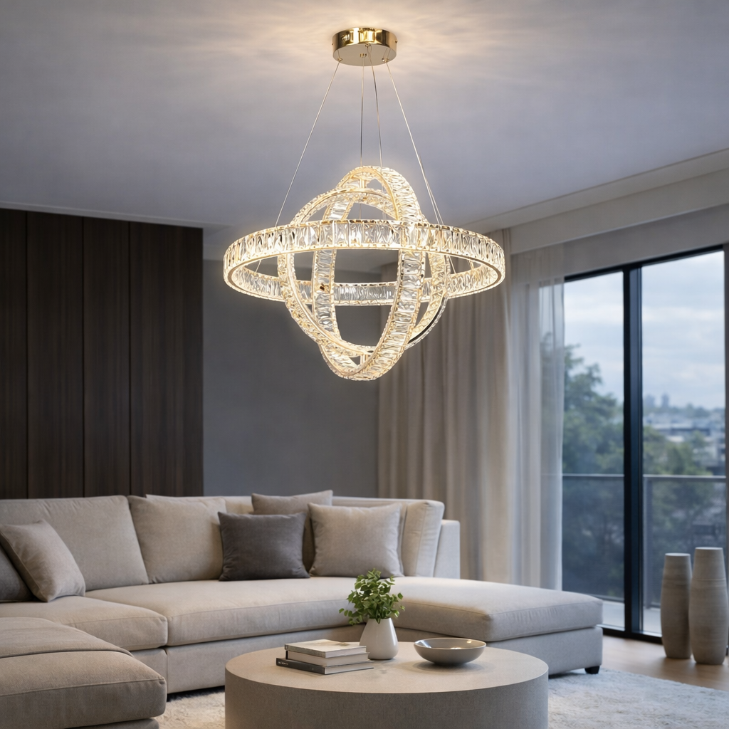 Люстра Crystal Globe LED 3 режими/регулювання яскравості/пульт 189W (20106/600GD)