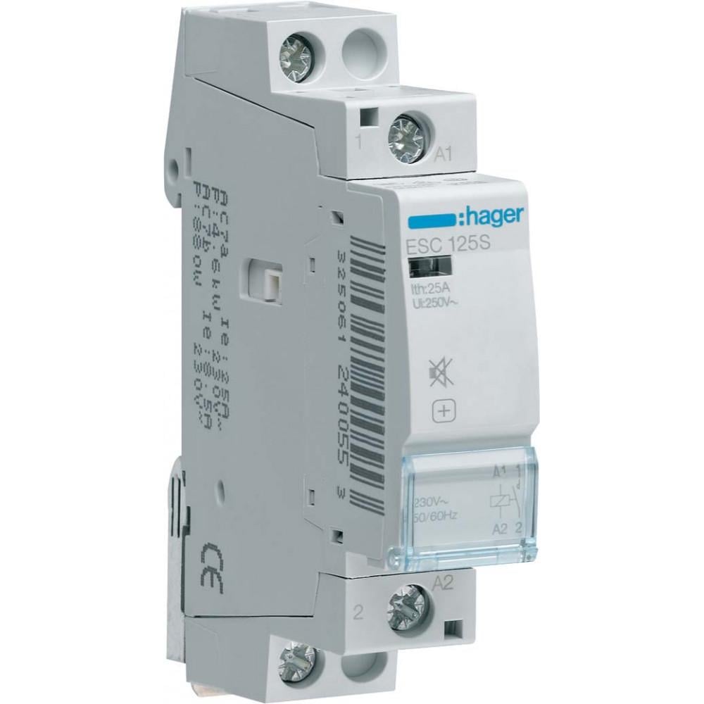 Контактор модульный бесшумный Hager ESC125S 25А 230 В AC 1НВ (00000045936)