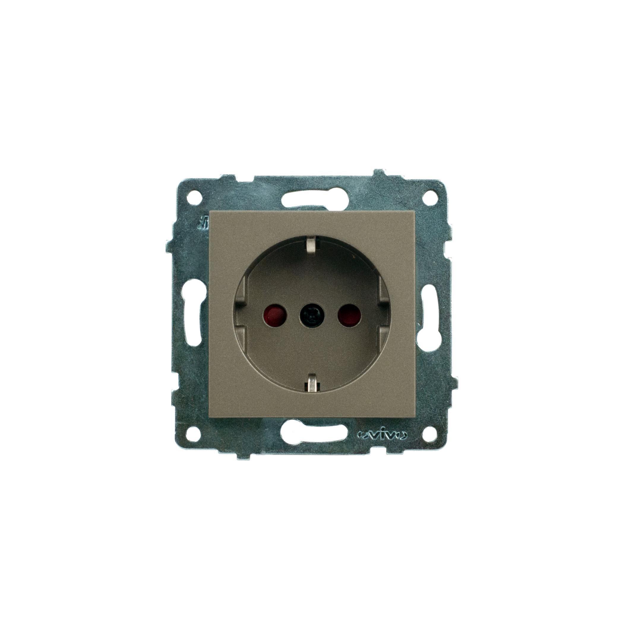 Механизм розетки Horoz Electric GRANO с заземлением и шторками Антрацит (600-000313-218)