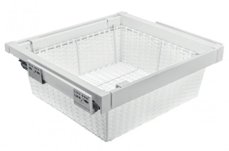 Корзина для белья из ротанга GTV Elite с дотягом полного выдвижения 600 мм Белый (WG-KOSZR60-10)