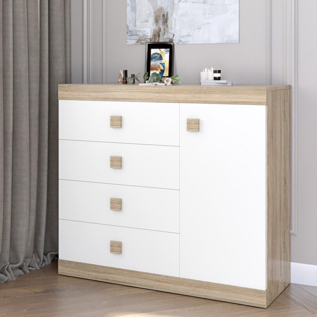 Комод Everest Соната 5 1050х376х931 мм Сонома/Білий (11239) - фото 2 Комод Everest Соната 5 1050х376х931 мм Сонома/Білий (11239) - фото 2