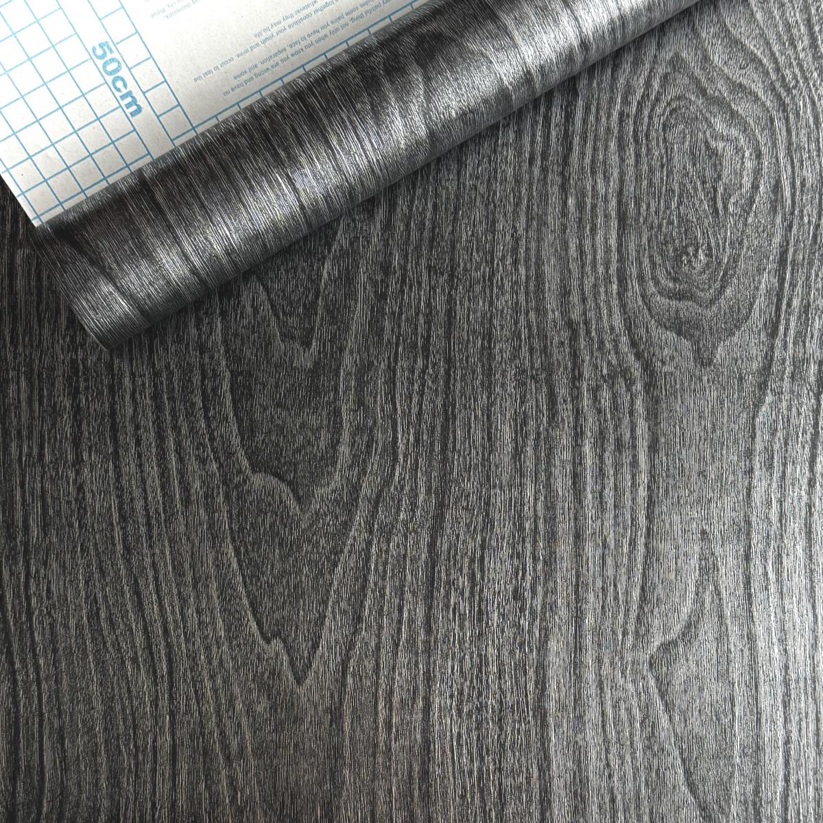 Плівка самоклеюча дерево 0,45х10 м Чорно-срібний (822)