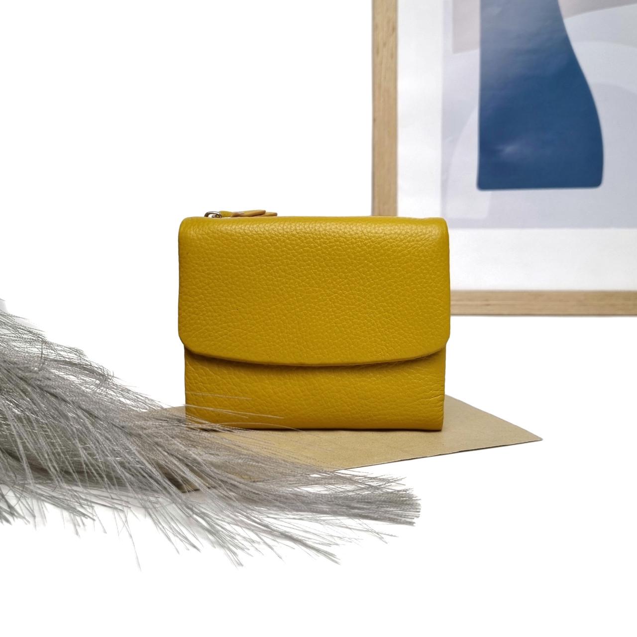 Гаманець жіночий Genuine LEATHER натуральна шкіра Жовтий (5055 yellow)