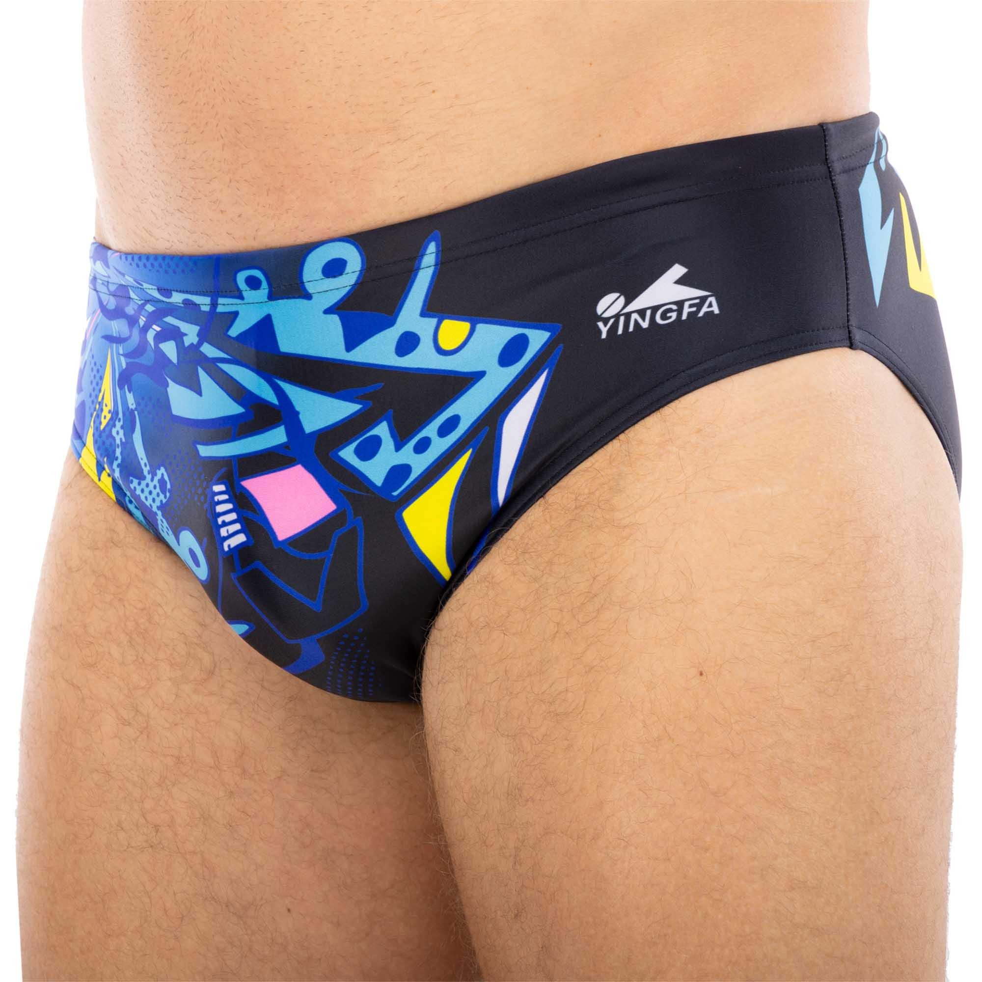 Плавки мужские классические для плавания YINGFA 9647 L Сине-черный (9647_Сине-черный_L_(160-165с)