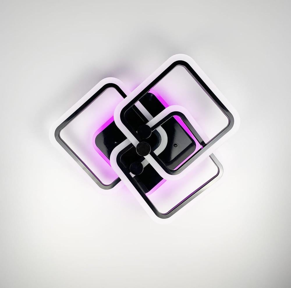 Люстра потолочная LED на 3 рожка с RGB подсветкой/пультом (A2503/3S BK_475)