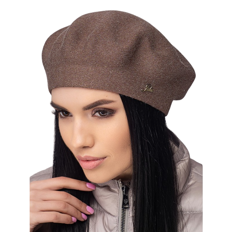 Берет жіночий Leks Долина подвійний з паєтками Кава (128956)