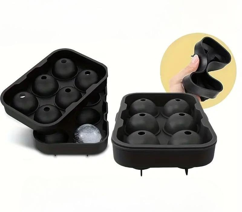 Форма для льда силиконовая Шары на 6 ячеек с лейкой 18х12х4,5 см Черный (D-0155) - фото 7 Форма для льда силиконовая Шары на 6 ячеек с лейкой 18х12х4,5 см Черный (D-0155) - фото 7