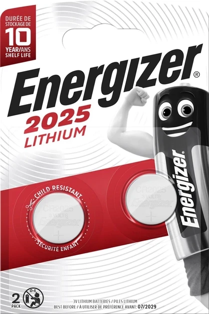 Батарейка Energizer CR2025 Lithium 3v 2 шт. - фото 1
