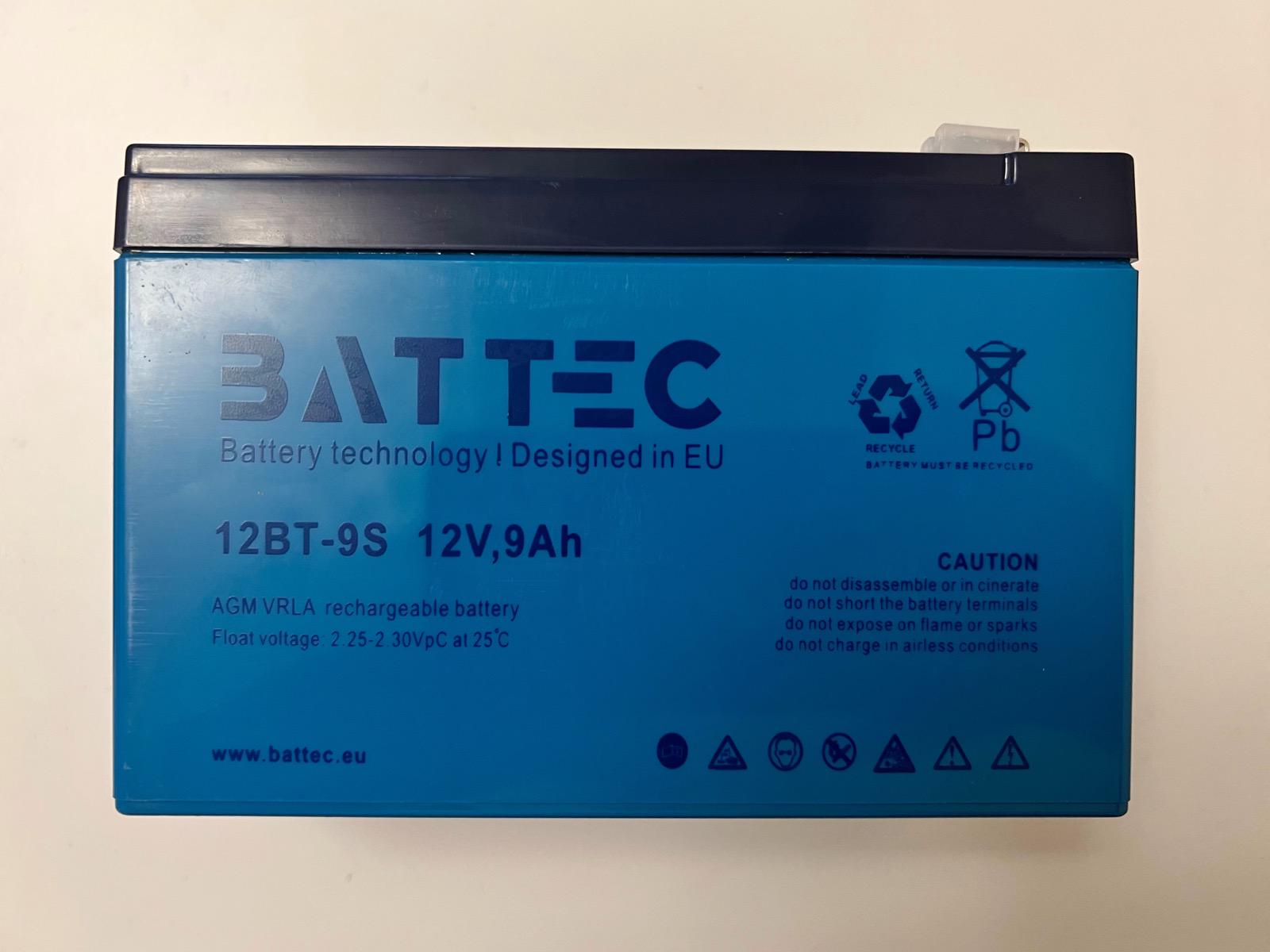 Акумуляторна батарея до ДБЖ AGM BatTec12 В 9 Аг (BT9.0-12) - фото 2