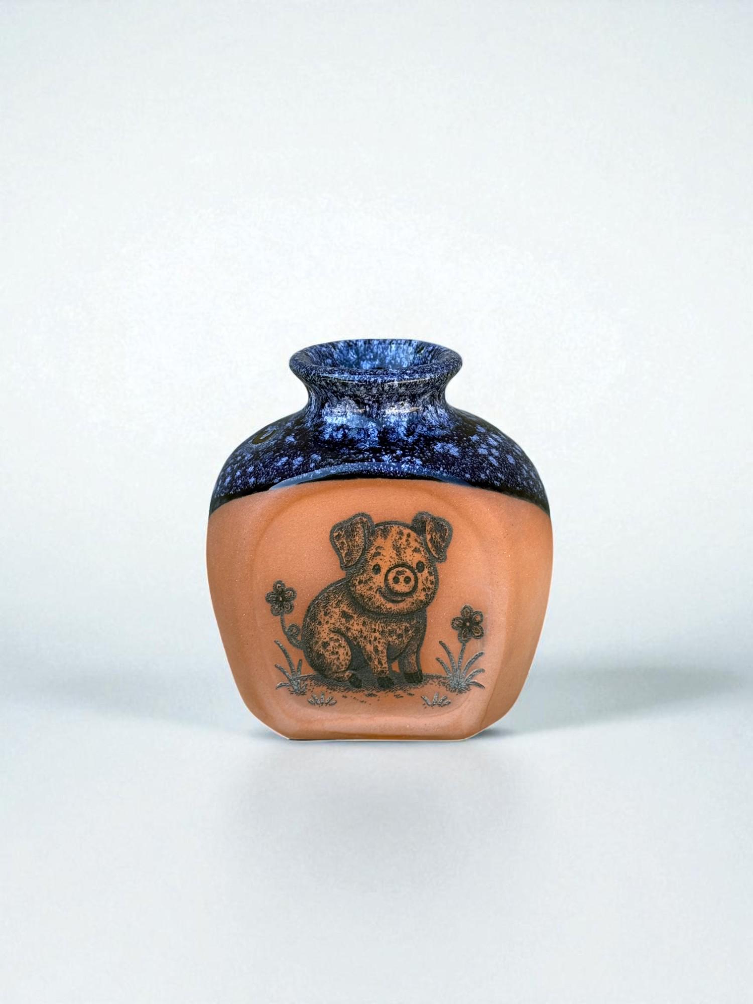 Ваза квадратная ручной работы 9,5 см Свинка (28783967)