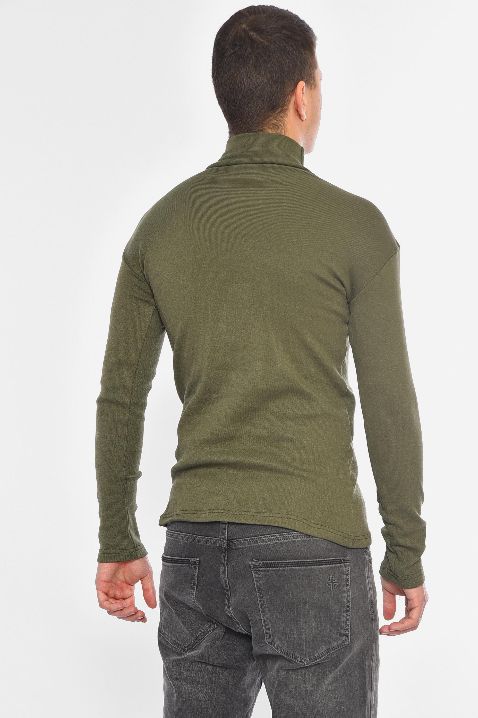 Гольф чоловічий однотонний на флісі XS Хакі (194214) - фото 3