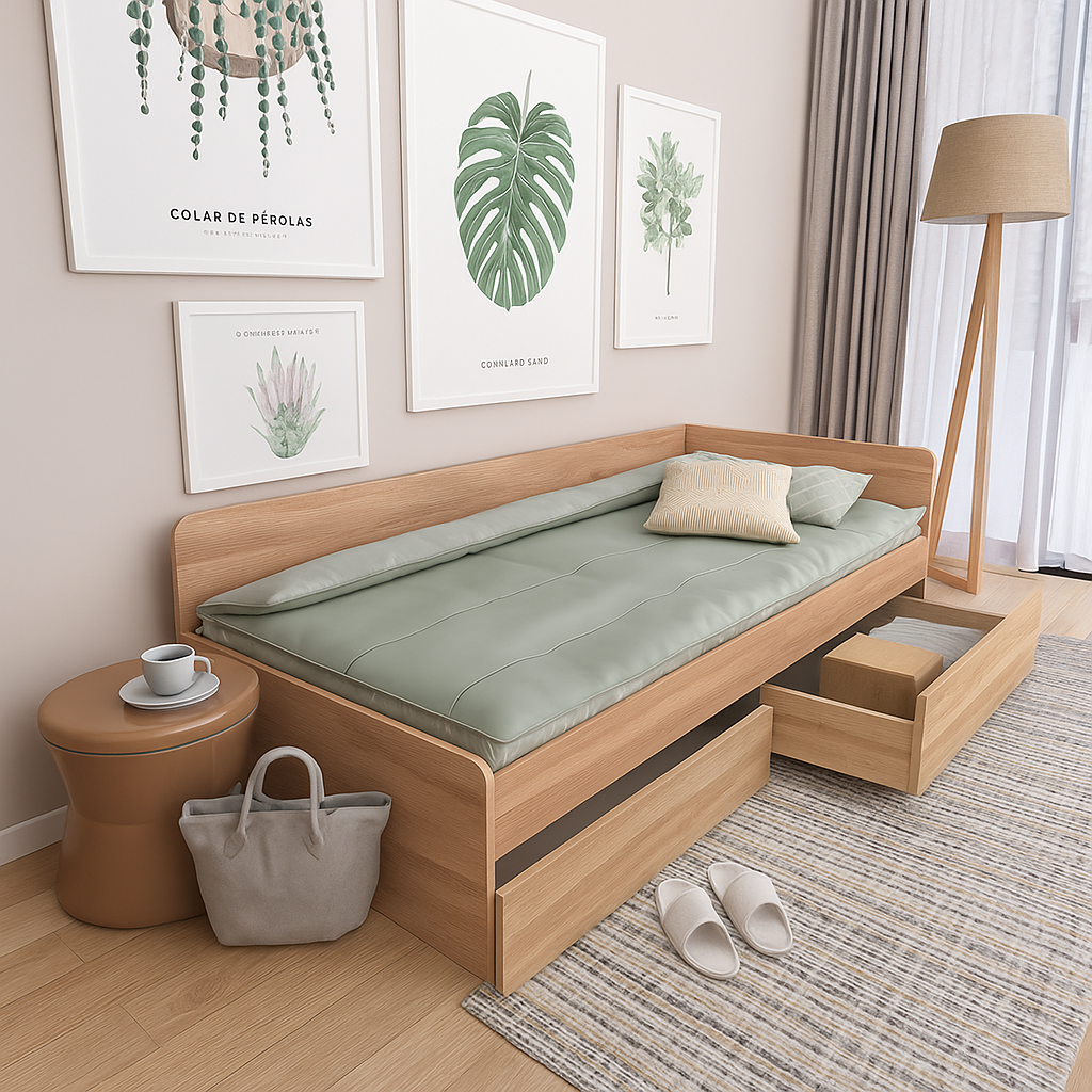 Кровать с ящиками Эверест 800 сплошной щит 80x190 см Крафт золотой/Дуб сонома (ЕВ20739.34) - фото 3 Кровать с ящиками Эверест 800 сплошной щит 80x190 см Крафт золотой/Дуб сонома (ЕВ20739.34) - фото 3