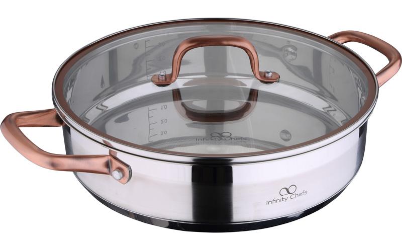 Сотейник Bergner Infinity Chefs Ø 28 см со стеклянной крышкой 3,8 л (BGIC-3503)