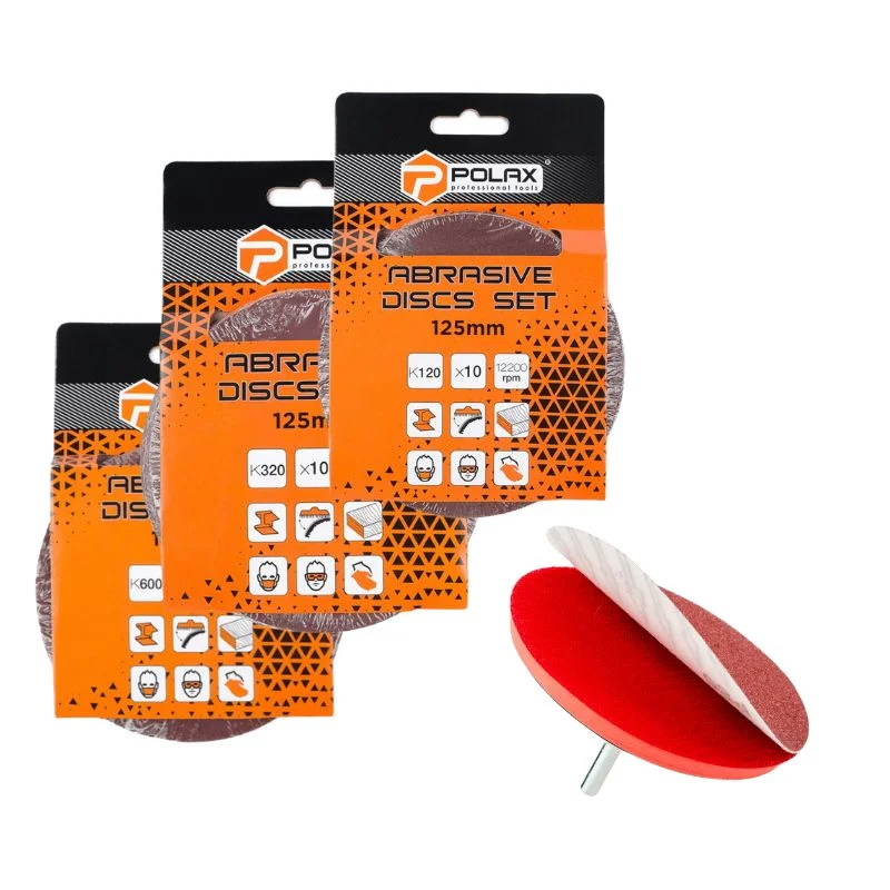 Наждачные круги на липучке Polax К120/К320/К600 и платформа (335-61)