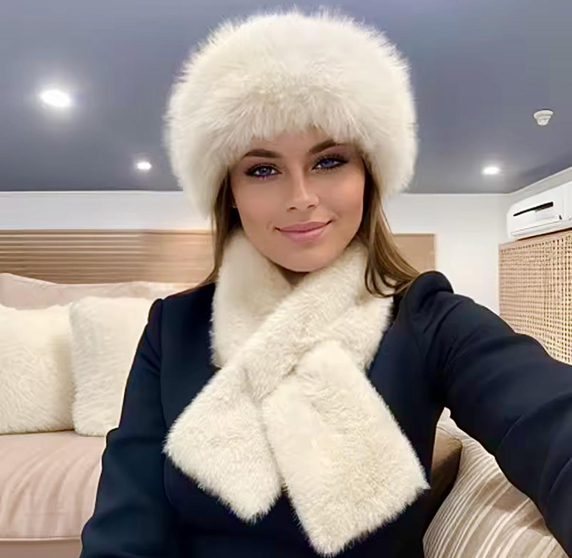 Набір жіночий WUKE шапка монгольська та шарф One size Бежевий (31265201) - фото 2