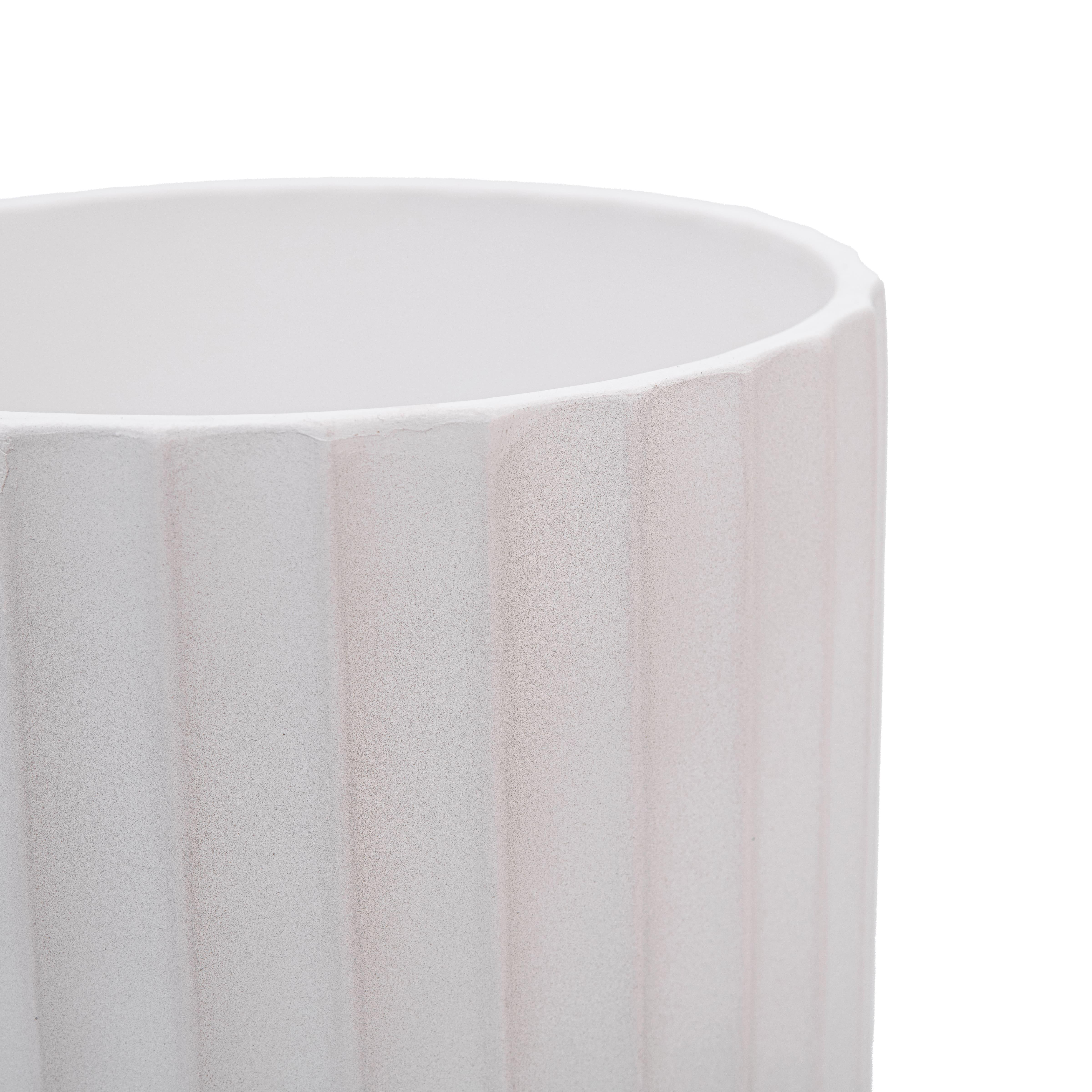 Кашпо для цветов керамическое elemi Грань круглый 1,4 л Белый (УТ-00094969) - фото 3