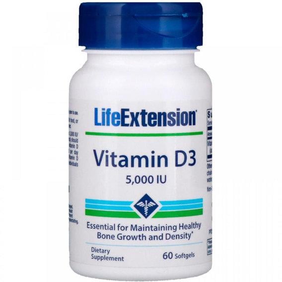 Вітамін D Life Extension Vitamin D3 5,000 IU 60 Softgels