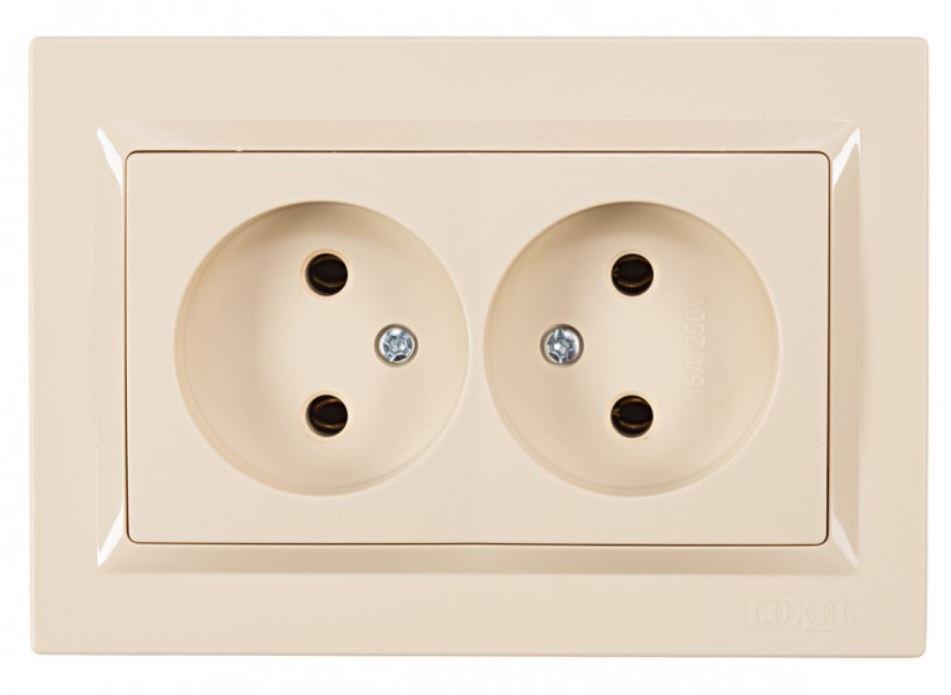Розетка двойная Luxel Jazz Кремовый (9307)