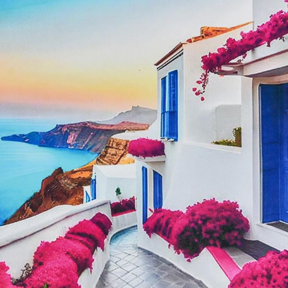 Картина по номерам Strateg Розовые улицы набережной бриллиантовая вышивка мозаика 40x50 см (VM-127-A-278)