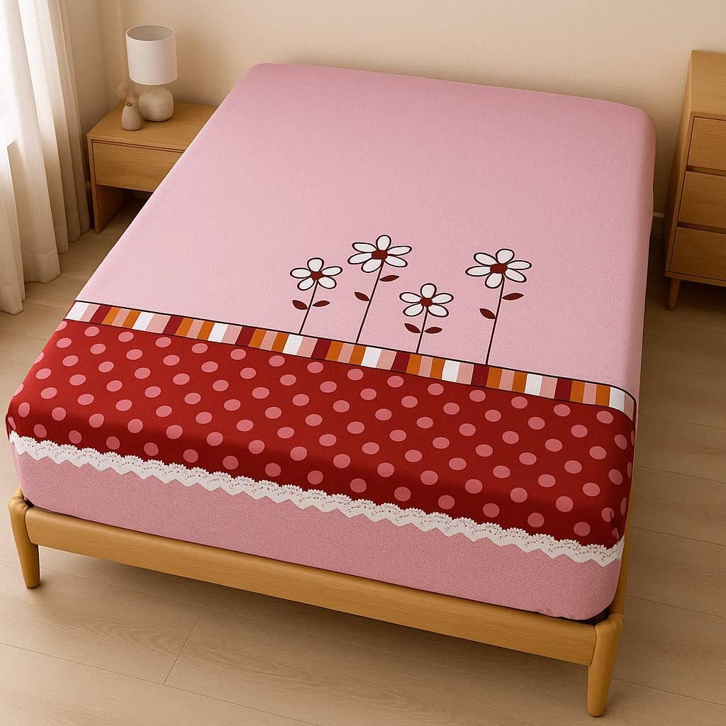 Простынь Flowers на резинке бязь 180х200 см Розовый (G-1704fl/x180)