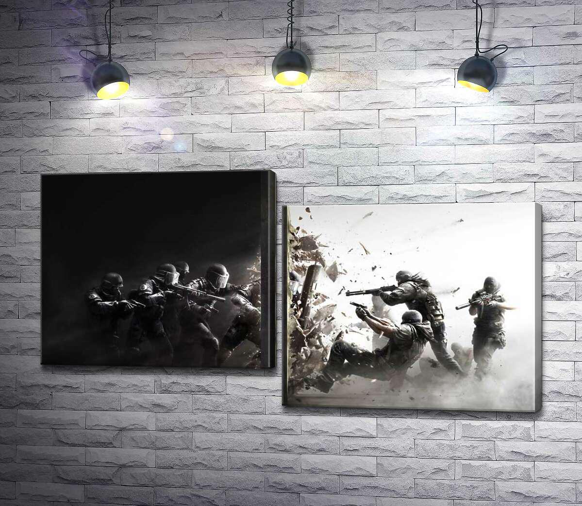 Модульная картина ArtPoster Солдаты-захватчики пробивают стену границы 100x54 см Модуль №5 (000814)