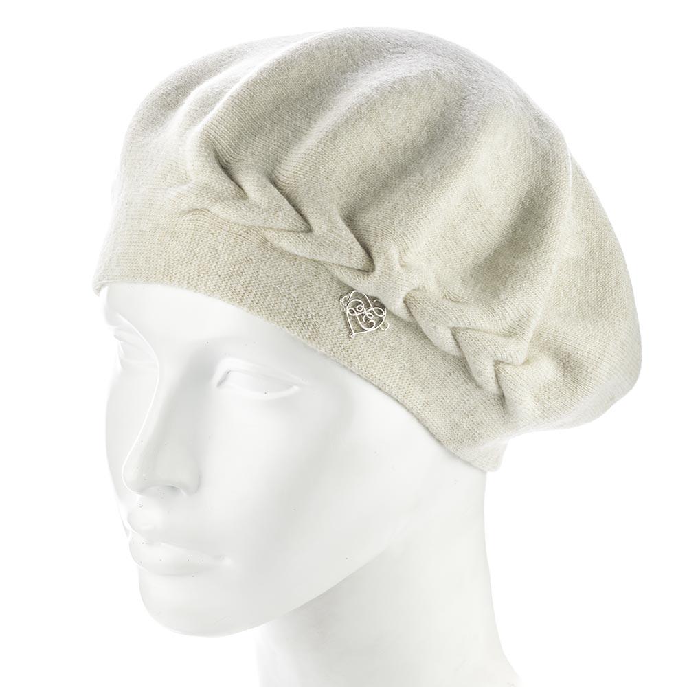 Берет жіночий подвійний збоку з візерунком Zolly ZH257 Латте