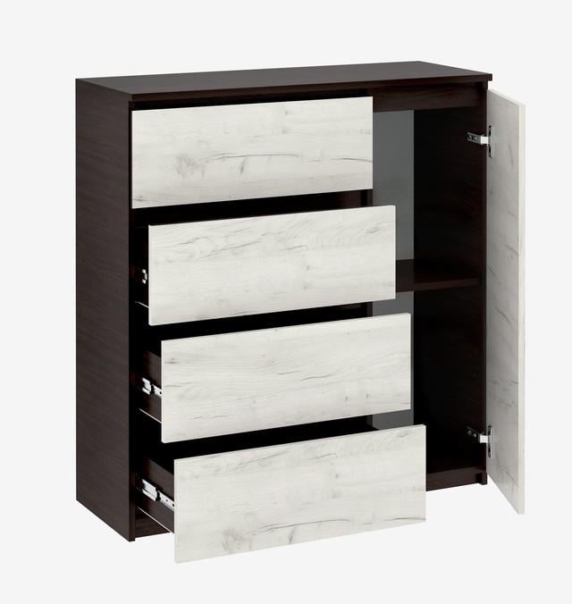 Комод Брайт Майстер Форм 100х37,6х95 см шухляди зліва Венге магія/Дуб крафт білий (22880828)