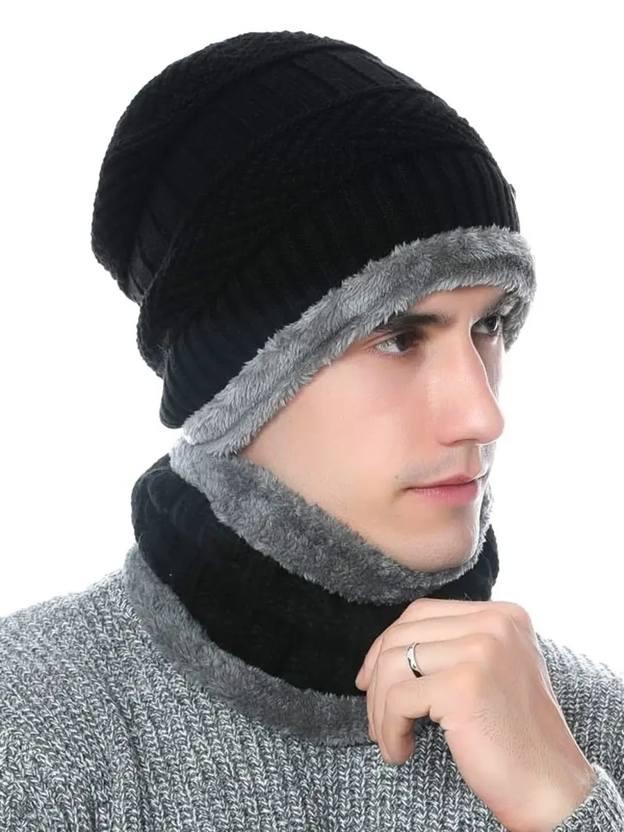 Комплект мужской зимний шапка и снуд из Size Черный (28523608) - фото 4 Комплект мужской зимний шапка и снуд из Size Черный (28523608) - фото 4