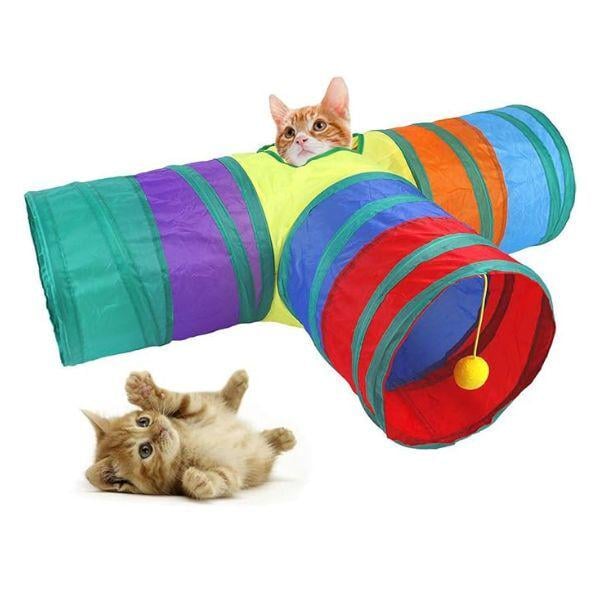 Тоннель для кошек M00703 с помпоном Разноцветный (26226855) - фото 2 Тоннель для кошек M00703 с помпоном Разноцветный (26226855) - фото 2