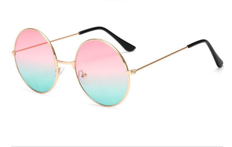 Очки круглые тишейды с цветной линзой с градиентом Розово-бирюзовый в золоте