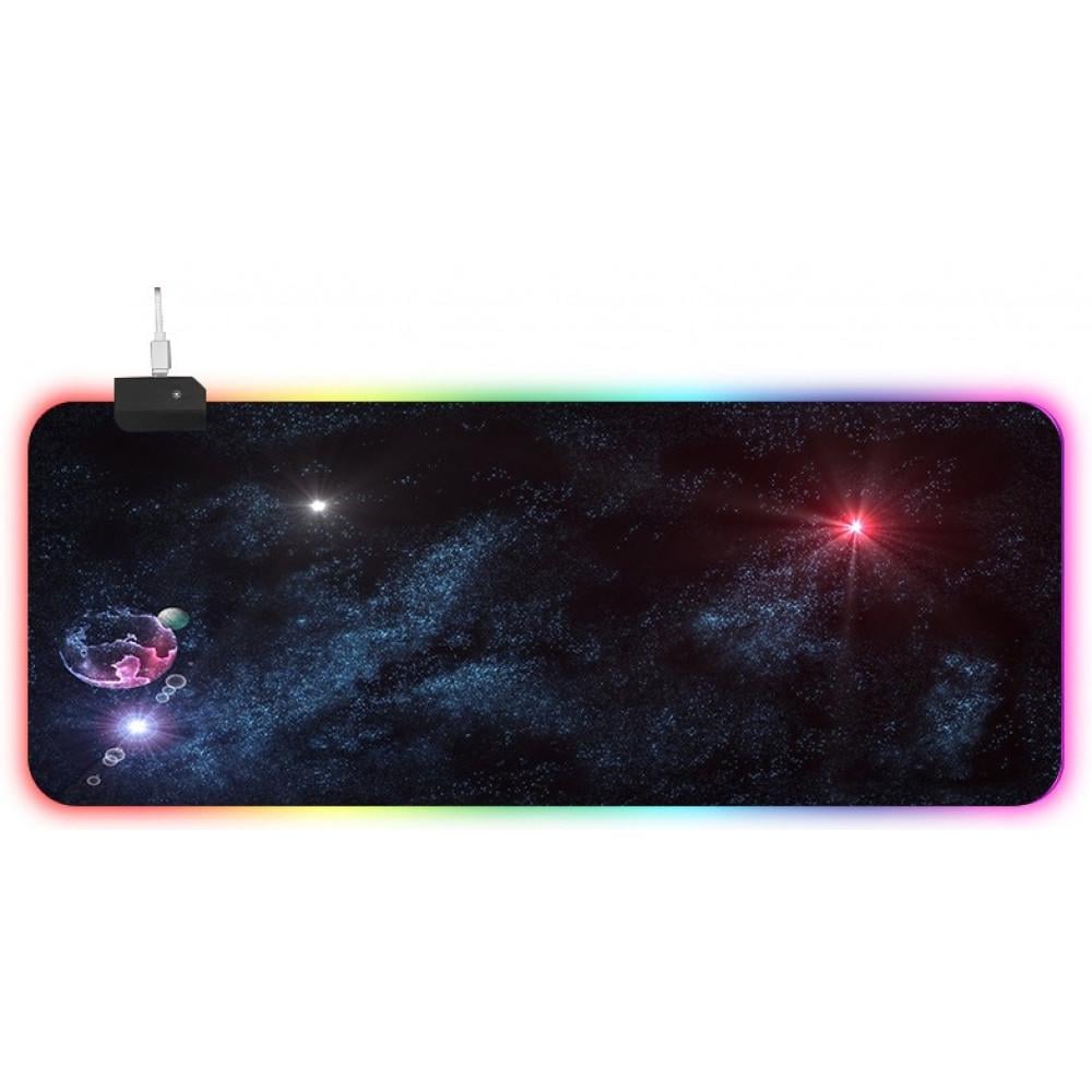 Игровая поверхность для компьютерной мыши и клавиатуры RGB с подсветкой UKC 700021 80х30 см (3014)