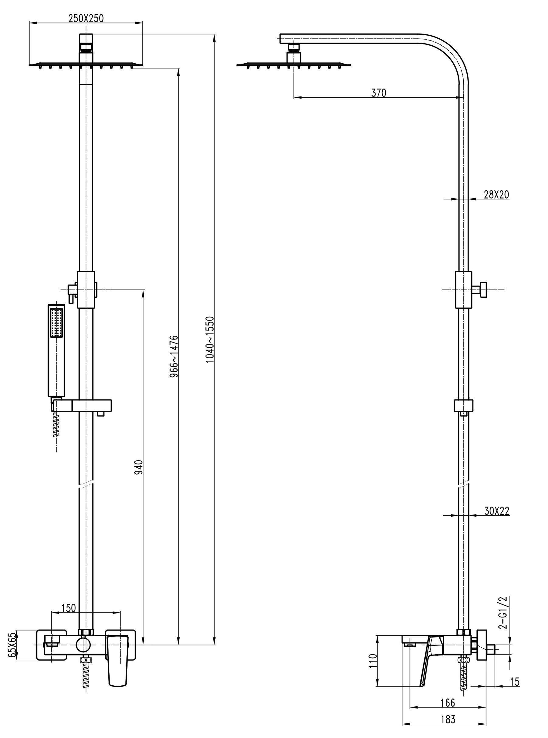 Душова система із змішувачем TOPAZ LEXI TL 21102-H57-BL 000020239 Чорний (110393) - фото 5