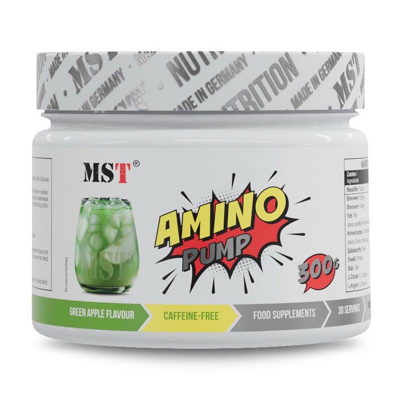 Памп-комплекс MST Amino Pump без кофеїну з цитруліном і аргініном 300 г Зелене яблуко