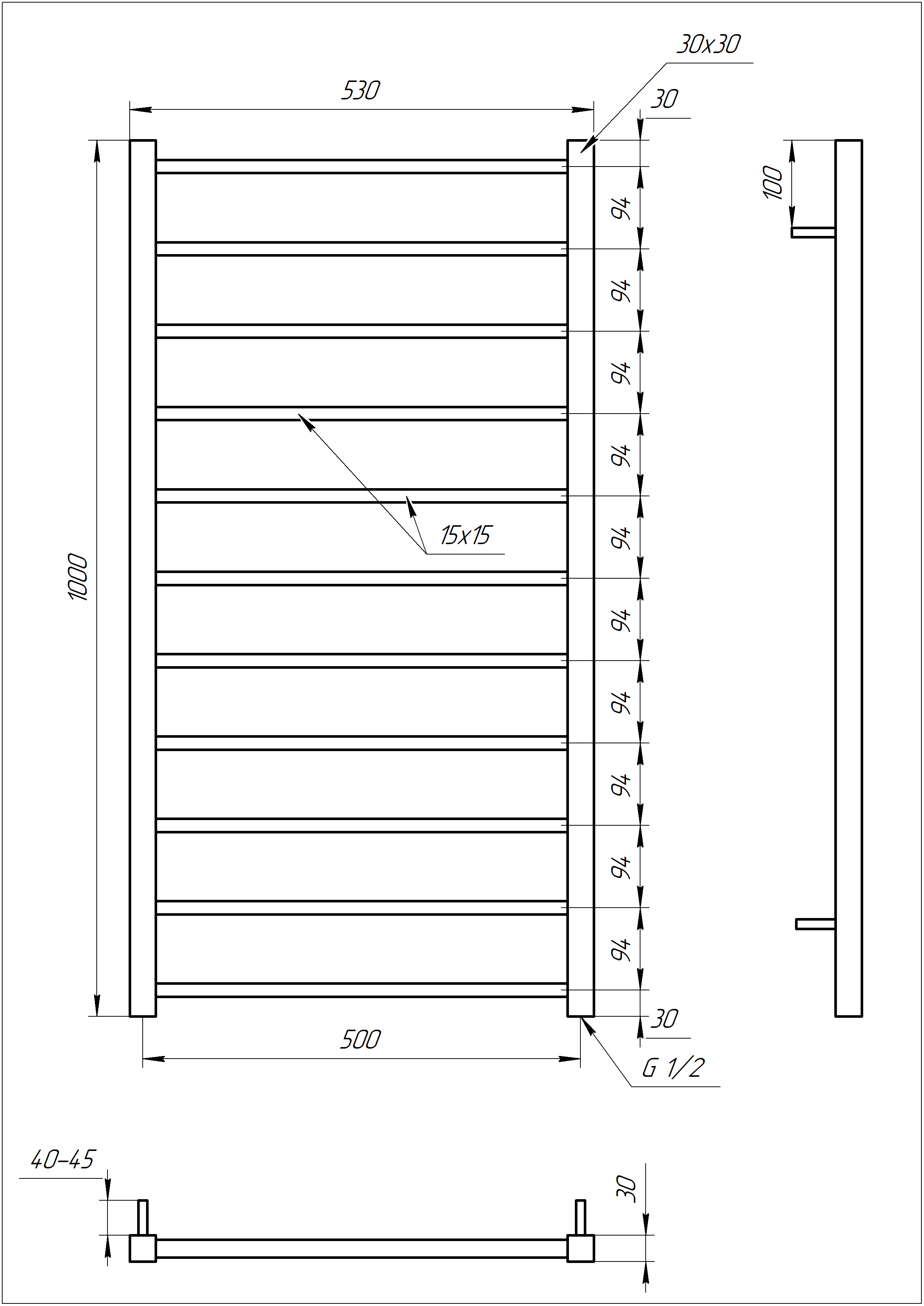 Рушникосушарка водяна Genesis Aqua Flat 100x53 см Чорний (2241-1) - фото 5