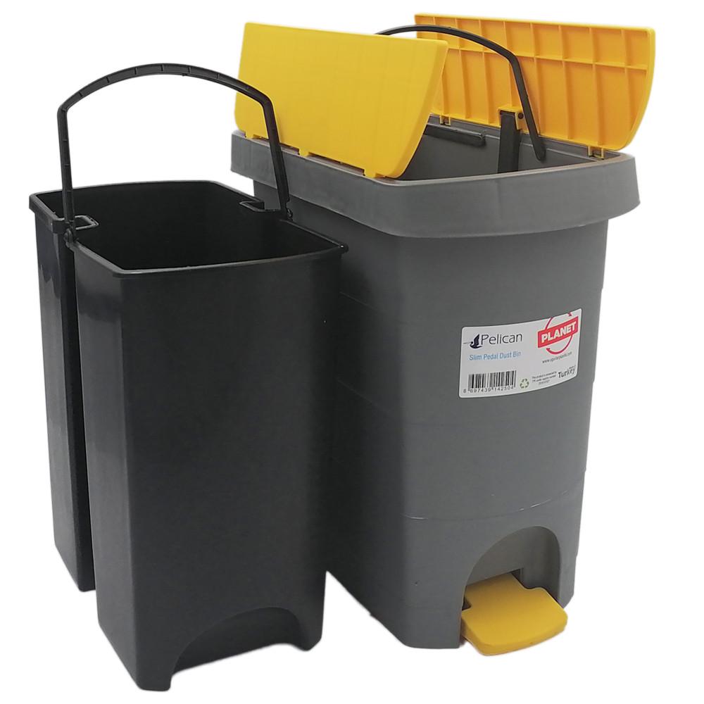 Ведро с педалью Planet Pelican 20 л Серо-желтый - фото 4 Ведро с педалью Planet Pelican 20 л Серо-желтый - фото 4