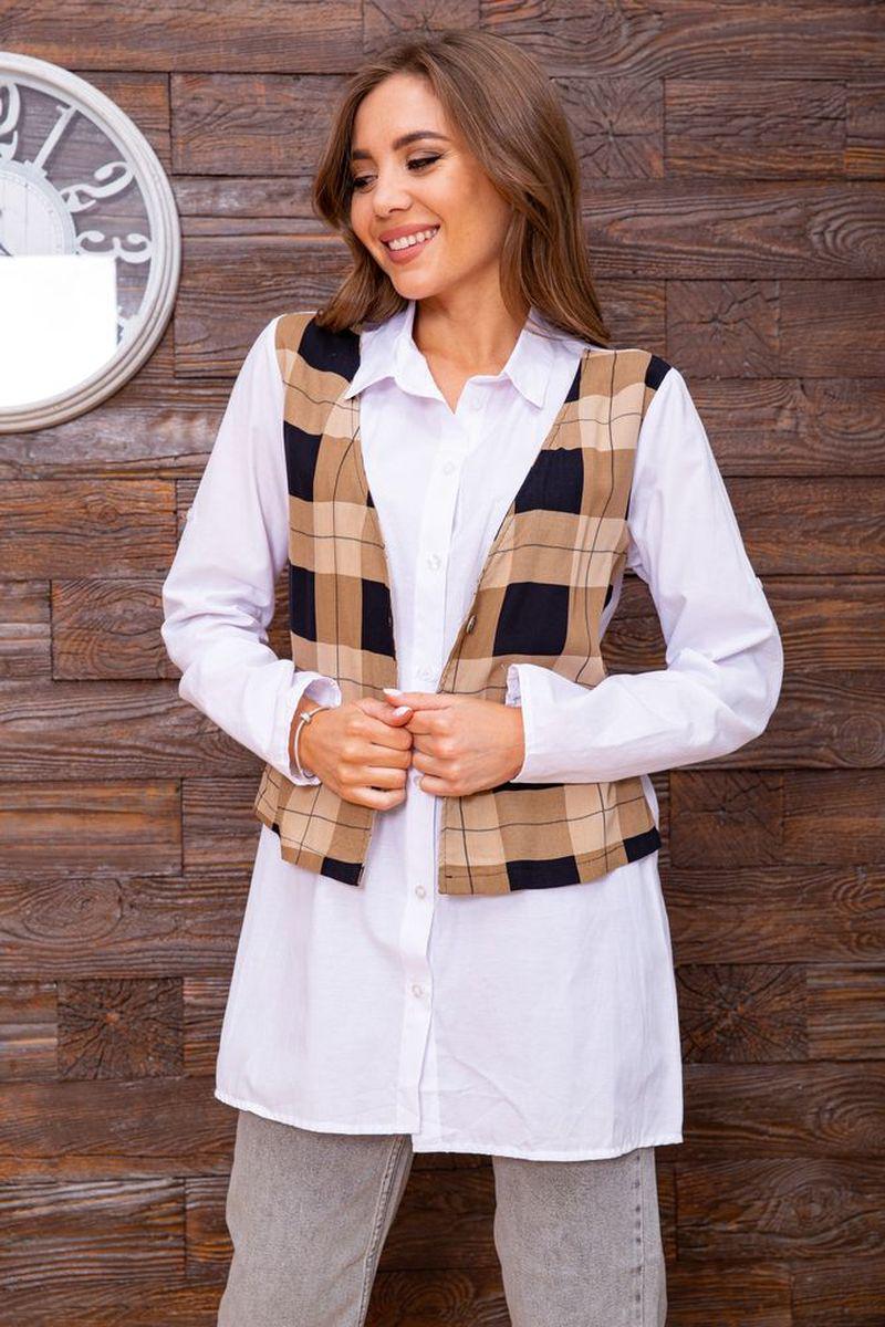 Рубашка женская Ager 119R321-1 XXL Белый/Коричневый