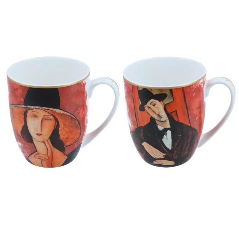 Набор подарочный кружек Carmani Женщина в шляпе и Марио Варфольи h 11 см 450 мл 2 шт. (833-0201)