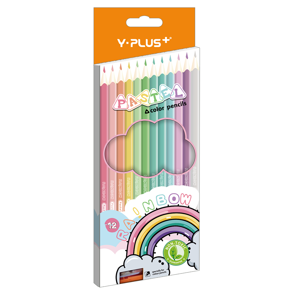 Олівці Y-Plus RAINBOW PASTEL зі стругалкою 12 кольорів (PC200100)