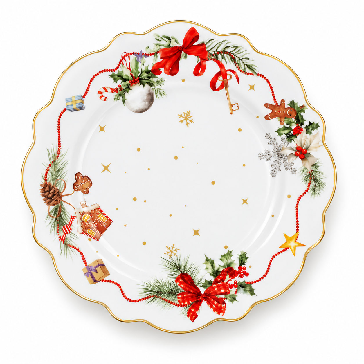 Тарелка BonaDi Christmas Ribbon фарфоровая 28 см (498-353)