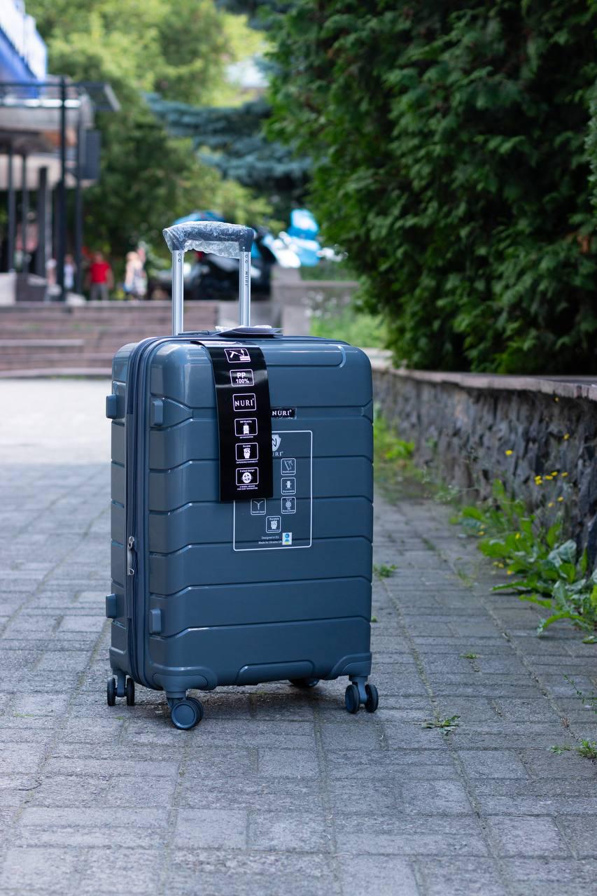 Чемодан пластиковый Nuri 1908 S Серый (11823461) - фото 5