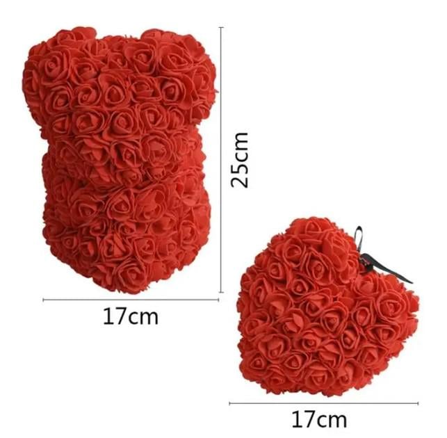 Мишка из искусственных роз с подсветкой 25 см Красный (2104618448) - фото 3 Мишка из искусственных роз с подсветкой 25 см Красный (2104618448) - фото 3