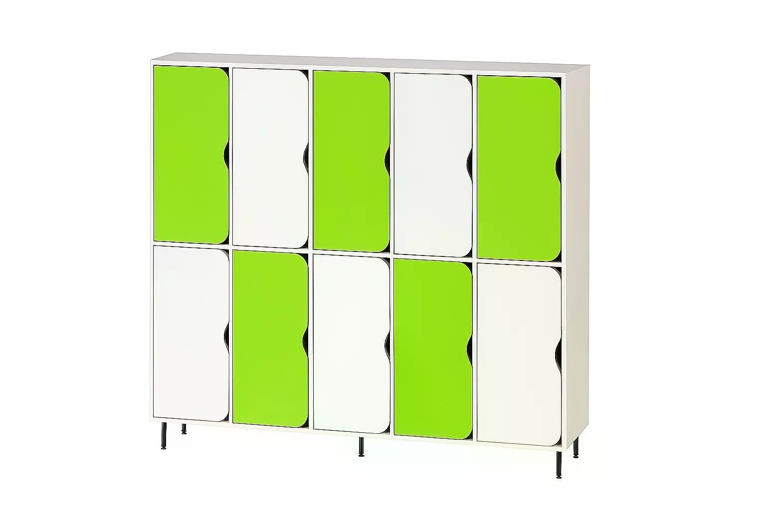 Шкаф 10-секций DS-56 на металлических регулируемых опорах Белый/Лайм