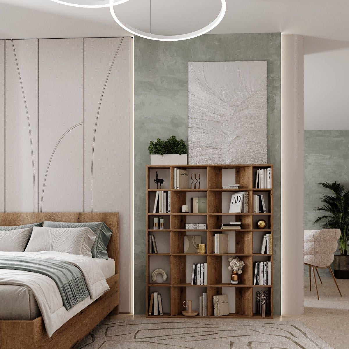 Стелаж для книг AiH Light 24 комірки 120х146х16 см Дуб Евок (LT13100000000)