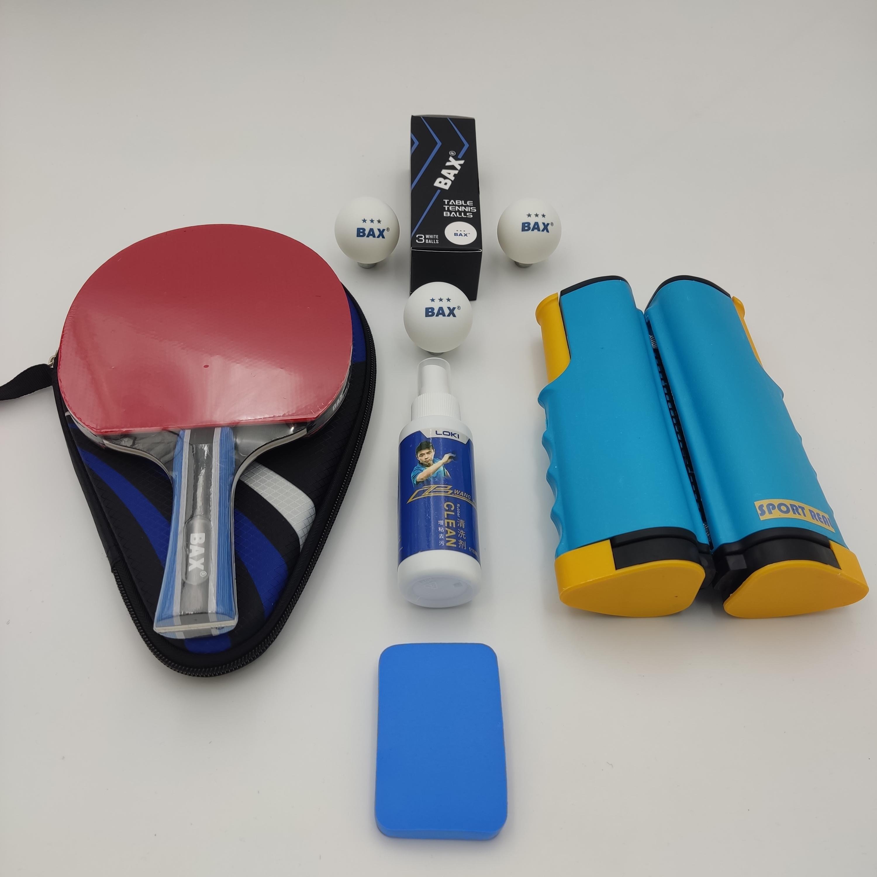 Ракетка для настільного тенісу Bax у чохлі з сіткою/набором для чищення/м'ячиками 3 шт. (151311+151310+151312+151306+151307)